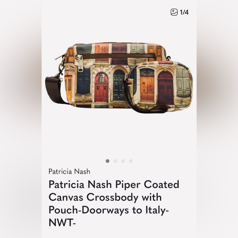 Patricia Nash Piper Canvas coated crossbody and pouch- Doorways to Italy NWT